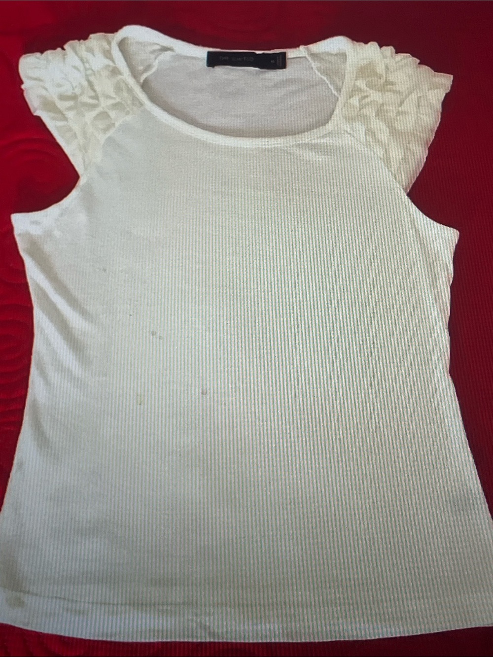 The Limited White Ruffle Sleeve Knit Top